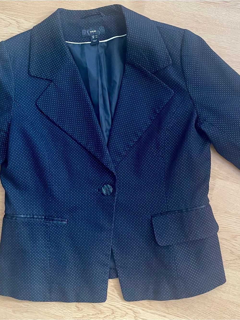 H&M Navy Pin Dot Tailored Blazer